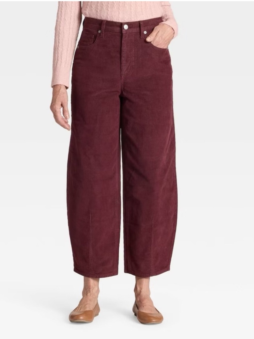 Universal Thread High rise easy barrel in Burgundy wide leg corduroy pants
